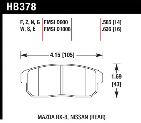 Hawk 03-06 Sentra Spec V. HPS Street Rear Brake Pads