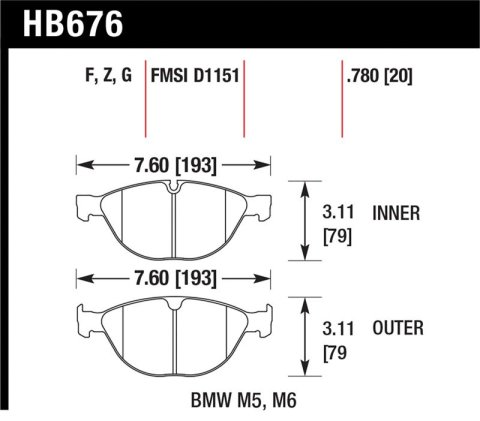 Hawk 06-10 BMW M5/M6 Perf Ceramic Street Front Brake Pads