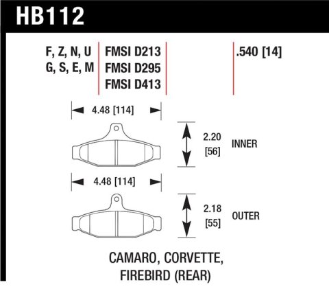 Hawk 84-96 Corvette /88.5-97 Pontiac Firebird Blue 9012 Race Rear Brake Pad