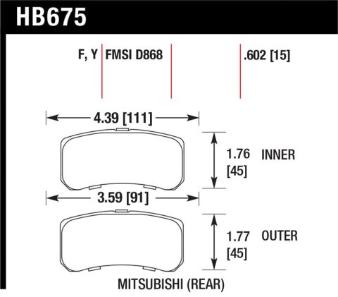 Hawk 09+ Mitsubishi Lancer Ralliart / 08+ Lancer GTS LTS Rear Brake Pads