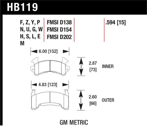 Hawk Buick / Cadillac / Chevrolet / GMC / Isuzu / Oldsmobile / Pontiac DTC-30 Race Brake Pads