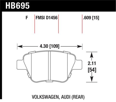 Hawk 12 Audi A3 / 11-12 VW Golf GTI/Jetta S/Jetta SE/Jetta SEL/Jetta TDI HPS Street Rear Brake Pads