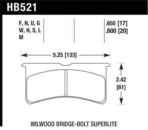 Hawk Wilwood Superlite 4/6 Forged DTC-60 Race Brake Pads