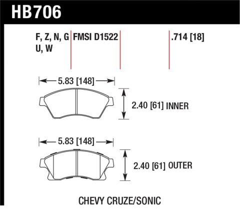 Hawk 11-12 Chevy Cruze Eco/LS/1LT/2LT/LTZ / 12 Sonic LS/LT/LTZ HP Plus Front Street Brake Pads