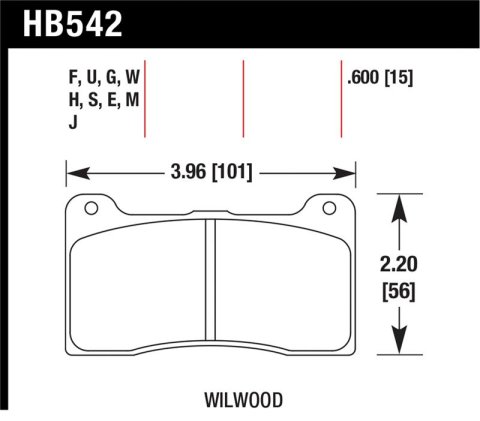 Hawk Wilwood Dynapro Narrow Mount/NDL/Radial Mount Billet DTC-60 Race Brake Pads