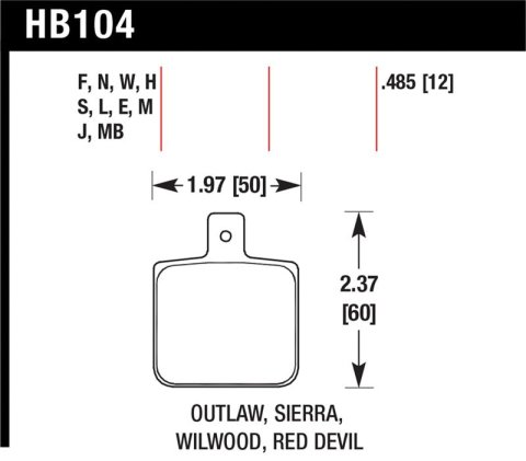 Hawk Sierra/Outlaw/Wilwood HP+ Street Brake Pads
