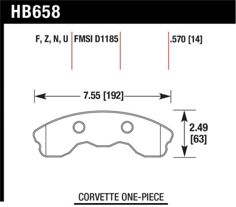 Hawk 2010-2013 Chevy Corvette Grand Sport (One-Piece Pads) High Perf. Street 5.0 Front Brake Pads