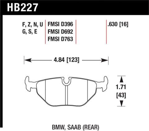 Hawk 1992-1998 BMW 318i HPS 5.0 Rear Brake Pads