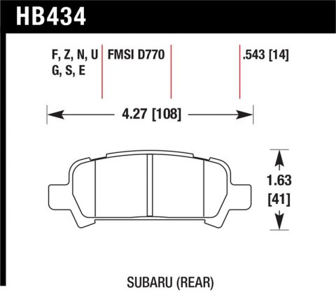Hawk 02-03 WRX / 05-08 LGT D770 Performance Ceramic Street Rear Brake Pads