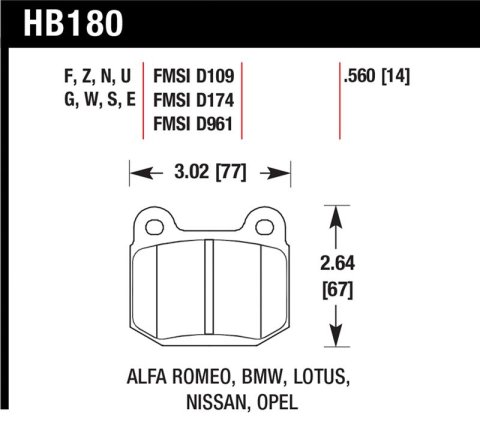 Hawk 03-06 Evo / 04-09 STi / 03-07 350z Track edition/G35 w/ Brembo HPS Street Rear Brake Pads