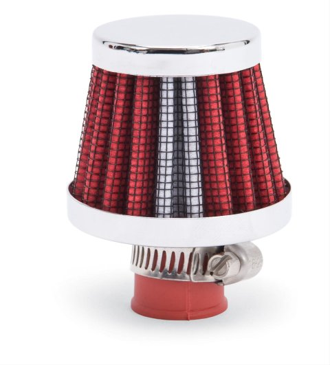 Edelbrock Valve Cover Breathers 9mm Inlet Red/Chrome