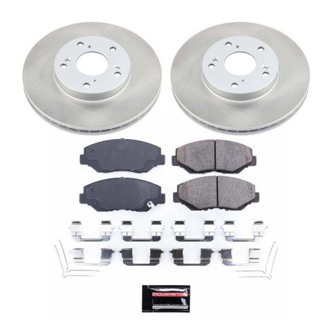 PowerStop Z17 Evolution Plus Semi-Coated Rotor Brake Kits SC1043 and Pad Combo, Semi-Coated, Front, Solid Surface Rotors, Ceramic Pads, for use on Acura®, for use on Honda®, Kit