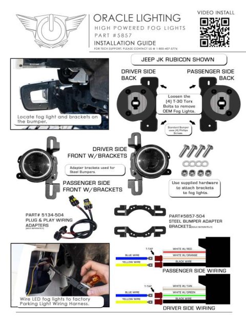 Oracle LED Fog Light Adapter Brackets for Steel Bumper Wrangler thumbnail 3