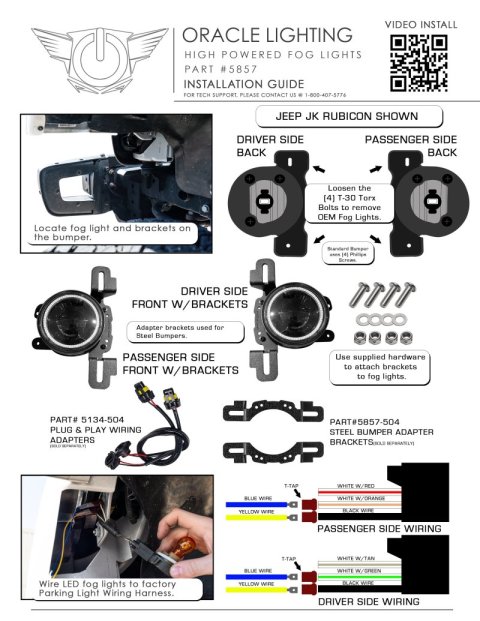 Oracle LED Fog Light Adapter Brackets for Steel Bumper Wrangler thumbnail 4