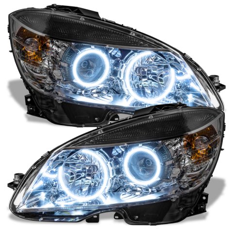 Oracle 08-11 Mercedes Benz C-Class Pre-Assembled Headlights - Chrome Housing - White thumbnail 1