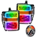 Oracle 08-10 Ford F250/350 Pre-Assembled Halo Headlights - Chrome Housing - ColorSHIFT thumbnail 1