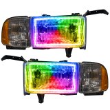 Oracle 94-02 Dodge Ram Pre-Assembled Halo Headlights - ColorSHIFT w/o Controller thumbnail 2
