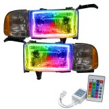 Oracle 94-02 Dodge Ram Pre-Assembled Halo Headlights - ColorSHIFT w/ Simple Controller thumbnail 2