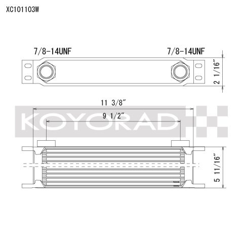 Koyo 10 Row Oil Cooler 11.25in x 3in x 2in (AN-10 ORB provisions) thumbnail 1
