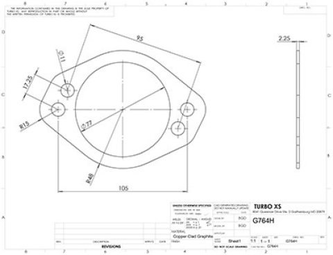 Turbo XS 4 Hole 3in Gasket 105mm Center-to-Center (Fits WS-MP-V2 / WS02-RMA / WS02-RMA-TI) thumbnail 1