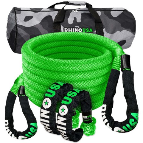 Rhino USA 7/8In X 30Ft Kinetic Rope Recovery Kit W/Soft Shackles (Green) thumbnail 1