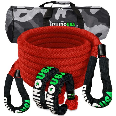 Rhino USA 7/8In X 30Ft Kinetic Rope Recovery Kit W/Soft Shackles (Red) thumbnail 1