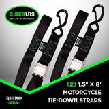 Rhino USA Cambuckle Motorcycle Tiedown Straps 2-Pack (Red) 1.5In X 8Ft thumbnail 3