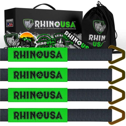 Rhino USA Axle Tie Down Straps (4-Pack) 2In X 38In - Black thumbnail 1