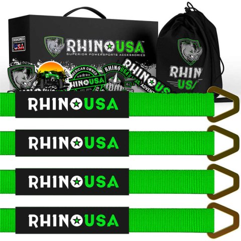 Rhino USA Axle Tie Down Straps (4-Pack) 2In X 38In - Green thumbnail 7