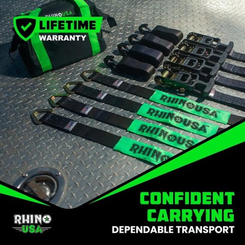 Rhino USA Heavy Duty Vehicle Tie Down Kit - Black thumbnail 4