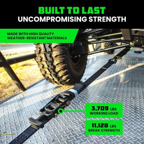 Rhino USA Heavy Duty Vehicle Tie Down Kit- Green thumbnail 5