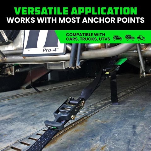 Rhino USA Heavy Duty Vehicle Tie Down Kit- Green thumbnail 6