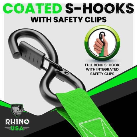 Rhino USA Medium Duty Ratchet Strap Tie-Down 4-Pack (Gray) thumbnail 3