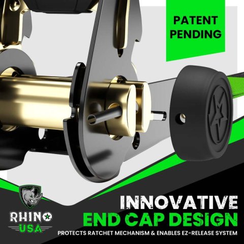 Rhino USA Medium Duty Ratchet Strap Tie-Down 4-Pack (Green) thumbnail 4