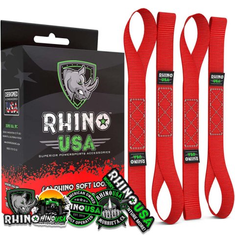 Rhino USA Soft Loops Motorcycle Tie-Down Set 4-Pack Red thumbnail 1