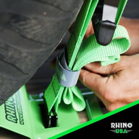 Rhino USA UTV Wheel Chock Tie-Down Kit (2-Wheel Kit) (Green) thumbnail 2