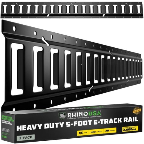Rhino USA 5Ft E-Track Tie-Down Rails, Black (2 Pack) thumbnail 1