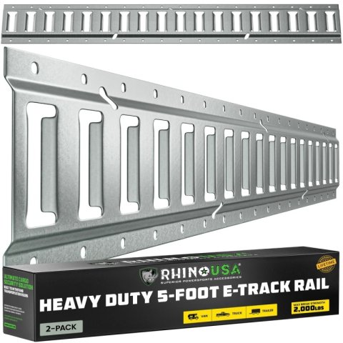 Rhino USA 5Ft E-Track Tie-Down Rails, Silver (2 Pack) thumbnail 1