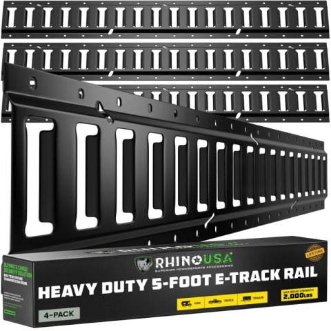 Rhino USA 5Ft E-Track Tie-Down Rails, Black (4 Pack) thumbnail 9