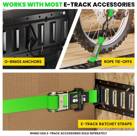 Rhino USA 8Ft E-Track Tie-Down Rails, Black (4 Pack) thumbnail 7