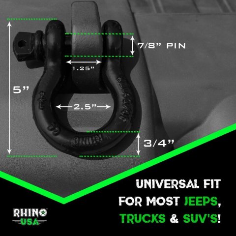 Rhino USA 20Ft Tow Strap/Shackles Combo thumbnail 3