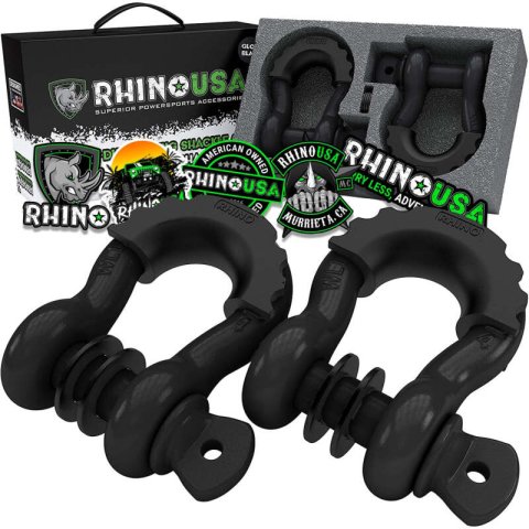 Rhino USA 3/4In D-Ring Shackle Set (2-Pack) Matte Black thumbnail 1