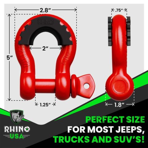 Rhino USA 3/4In D-Ring Shackle Set (2-Pack) Matte Black thumbnail 3