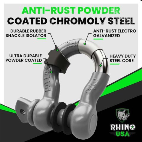 Rhino USA 3/4In D-Ring Shackle Set (2-Pack)(Gray) thumbnail 2