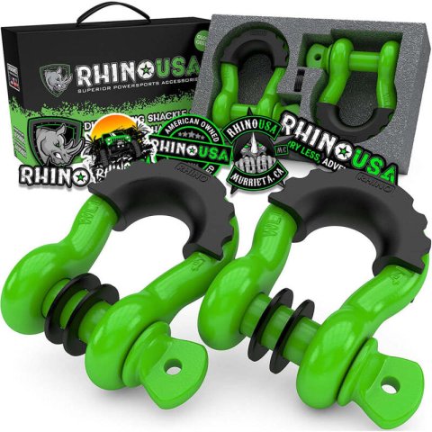 Rhino USA 3/4In D-Ring Shackle Set (2-Pack)(Green) thumbnail 1