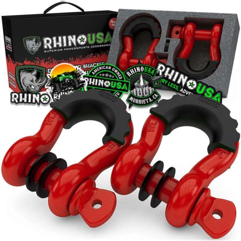 Rhino USA 3/4In D-Ring Shackle Set (2-Pack)(Red) thumbnail 1