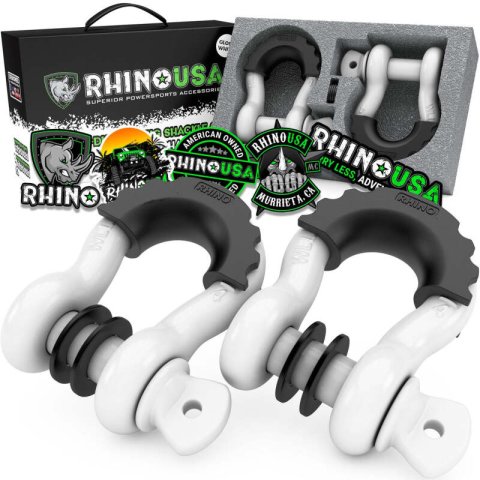Rhino USA 3/4In D-Ring Shackle Set (2-Pack)(White) thumbnail 1