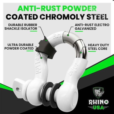 Rhino USA 3/4In D-Ring Shackle Set (2-Pack)(White) thumbnail 2