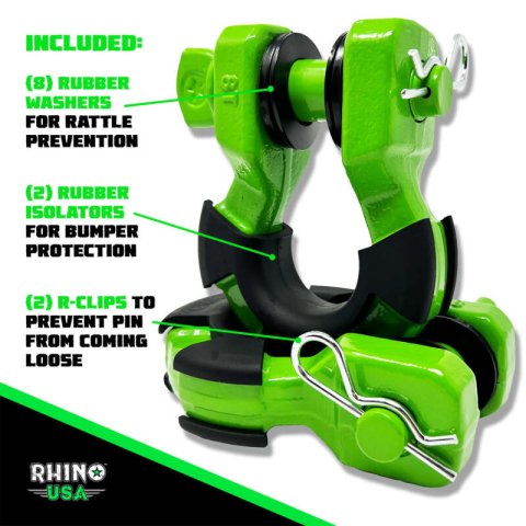 Rhino USA 8T Super Shackle 2-Pack (Green) thumbnail 3