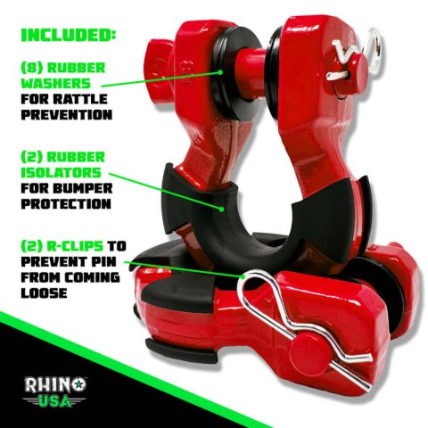 Rhino USA 8T Super Shackle 2-Pack (Red) thumbnail 2